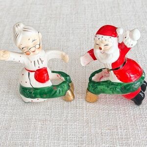 Commodore Mid Century Christmas Santa and Mrs. Claus Candle Climbers Set, Japan